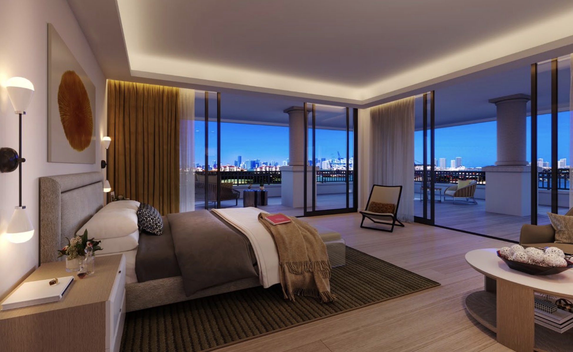 Rendering of a bedroom at Palazzo della Luna on Fisher Island