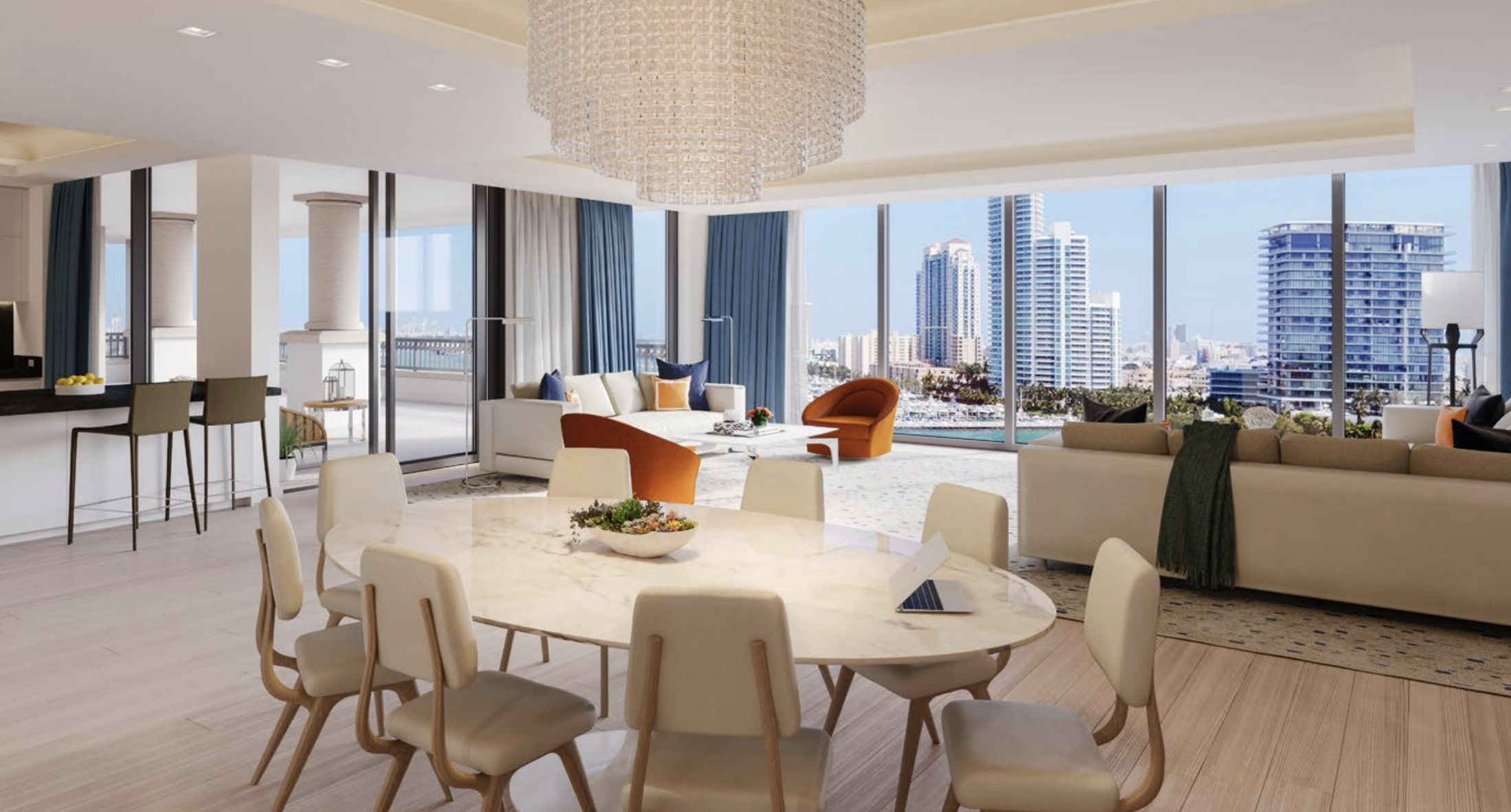 A Living Room at Palazzo della Luna on Fisher Island