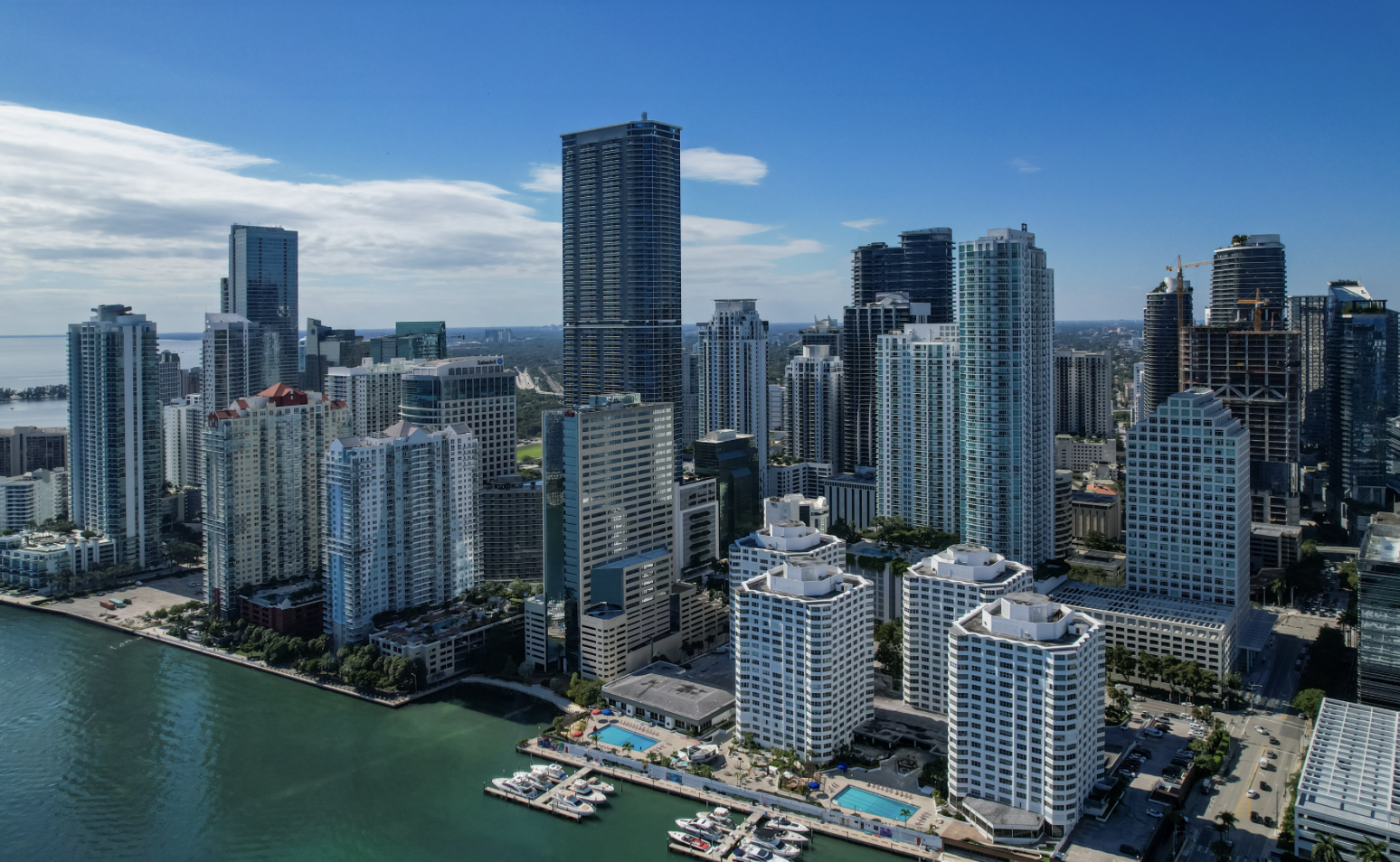 Brickell Miami luxury condos — urban skyline and waterfront high-rises in Miami's financial district