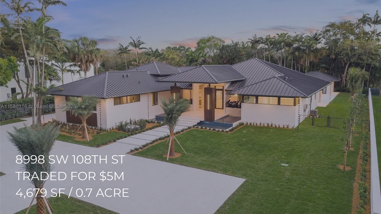 New construction on Kendall's Killian Drive corridor just crossed $1,000/SF, rivaling Pinecrest. See the 2026 sales data and land comps.